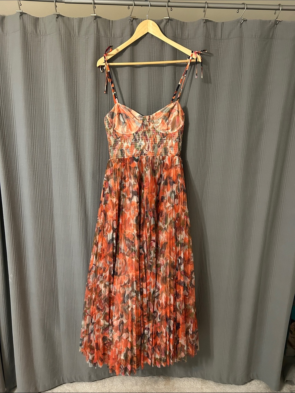 Hutch Orange Multi Floral Tie-Shoulder Maxi Dress